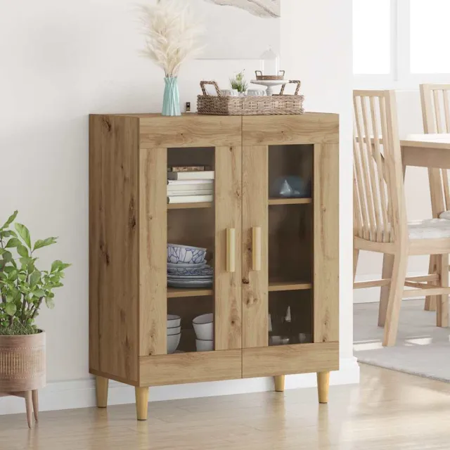 vidaXL Dressoir Artisan Eiken 69,5 x 34 x 90 cm Bewerkt hout Bruin