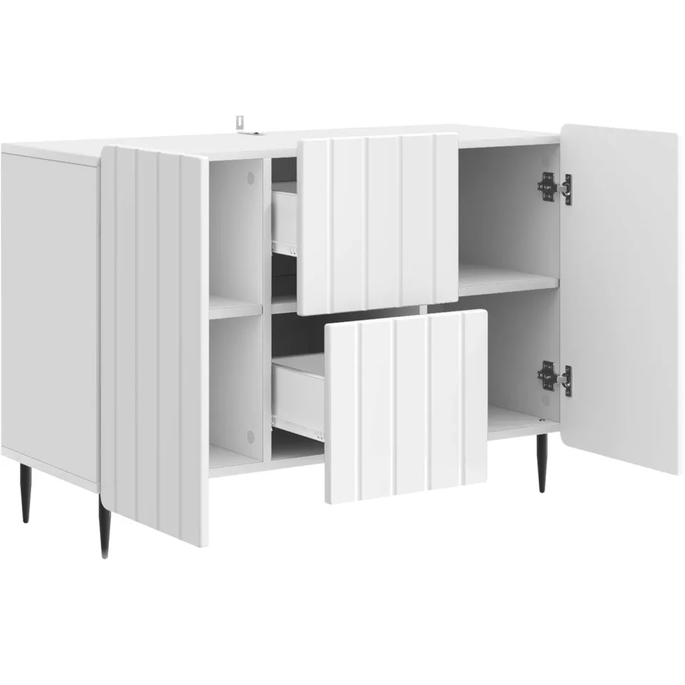vidaXL Dressoir met lade Hoogglans Wit 89 x 34,5 x 62 cm Bewerkt hout