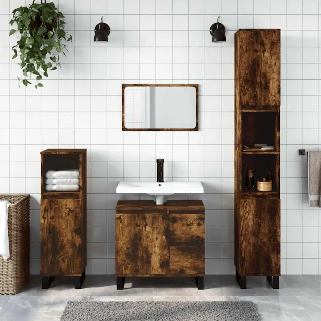 vidaXL Badkamerkast 65x33x60 cm bewerkt hout gerookt eikenkleurig Bruin