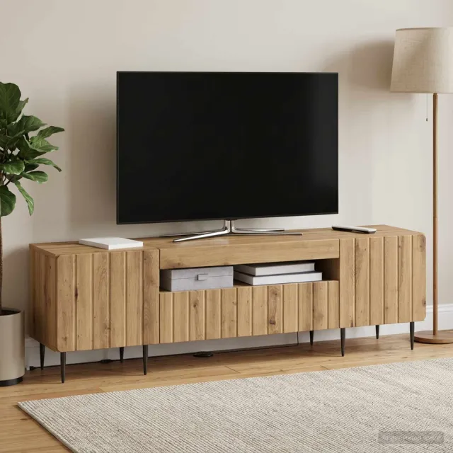 vidaXL LED tv-meubel ZWOLLE 153 x 35 x 43 cm Artisanaal eiken Bruin