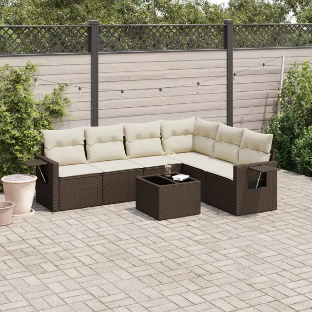 vidaXL 7-delige Loungeset met kussens poly rattan bruin, foto 2