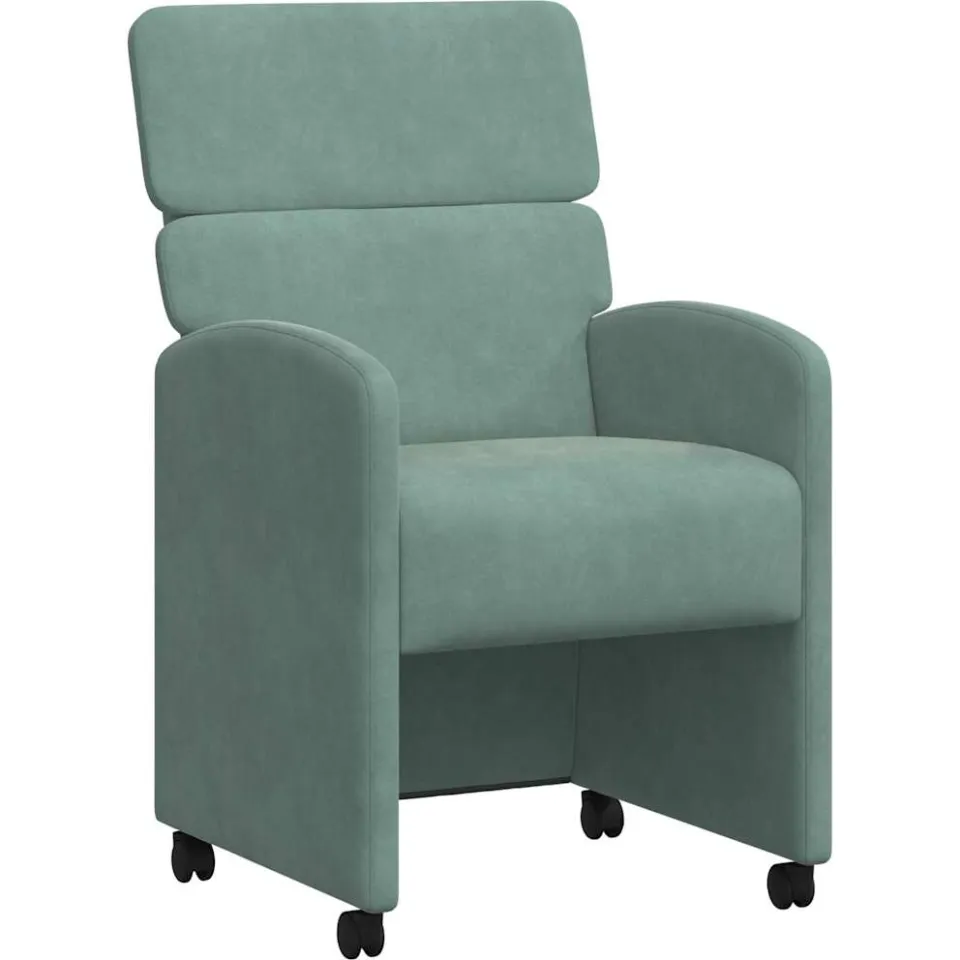 vidaXL Eetkamerstoelen met Wieltjes 2 st Fluweel Zeegroen