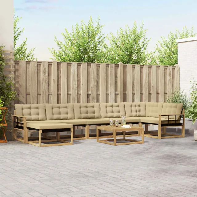 vidaXL Buiten bankenset 8 st 7-zits Wit en Beige