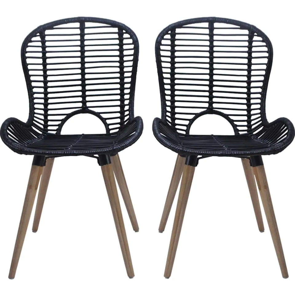 vidaXL Eetkamerstoelen 6 st natuurlijk rattan zwart, foto 2