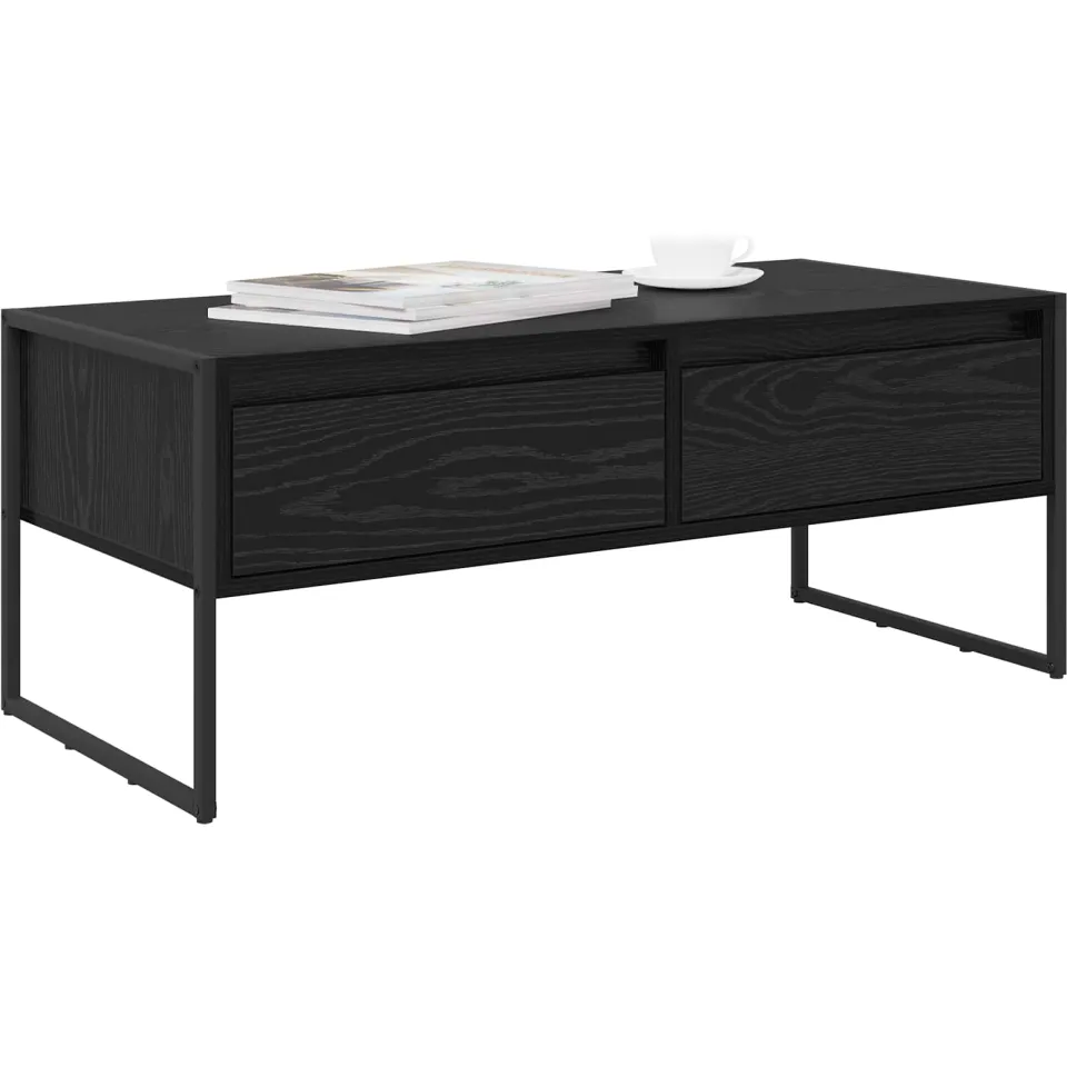 vidaXL Salontafel Zwart Eiken 100 x 46 x 40 cm Bewerkt hout