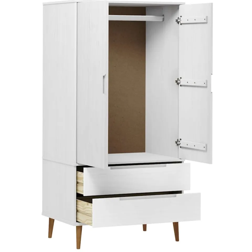 vidaXL Kledingkast MOLDE 90x55x175 cm massief grenenhout wit, foto 4
