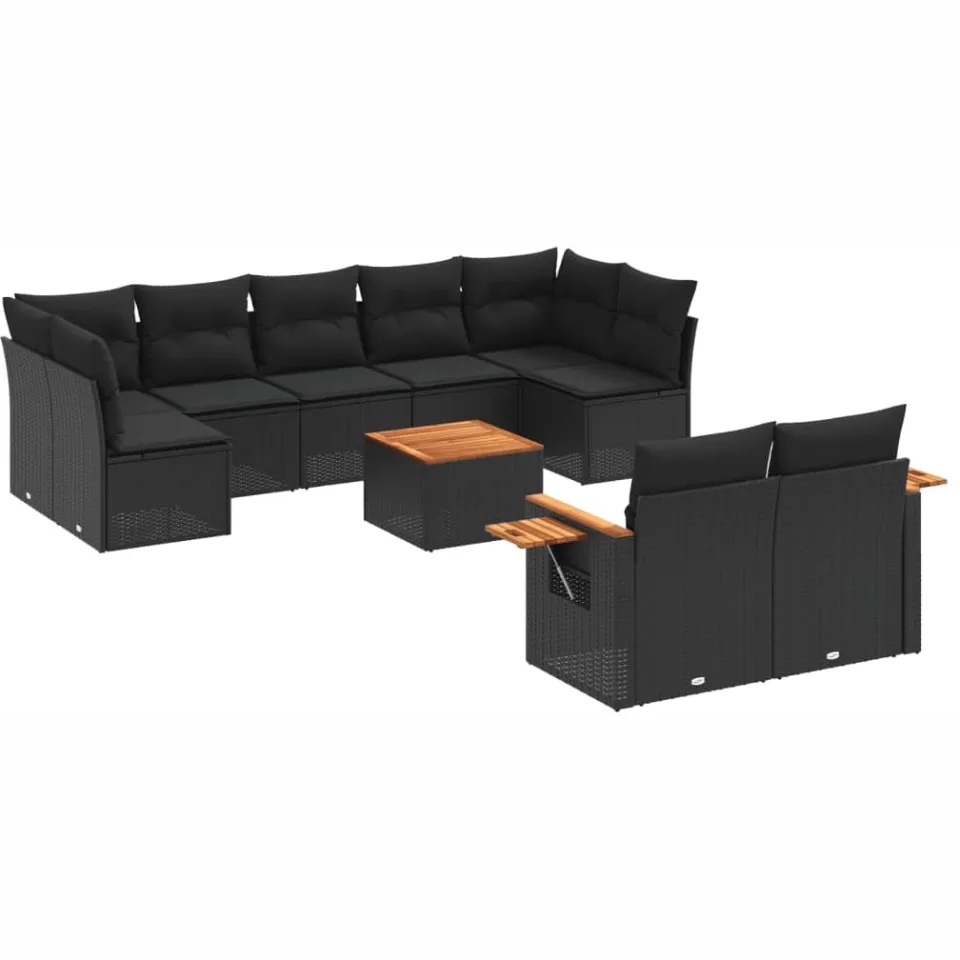 vidaXL Patio Sofa Set 10-zits Black, foto 3
