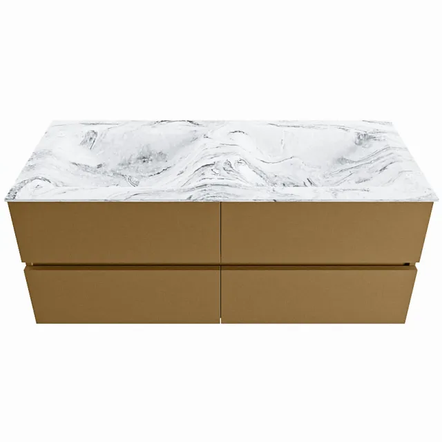 Mondiaz VICA-DLUX 120cm badmeubel onderkast Oro 4 lades. Inbouw wastafel CLOUD dubbel 2 kraangaten, kleur Glace.
