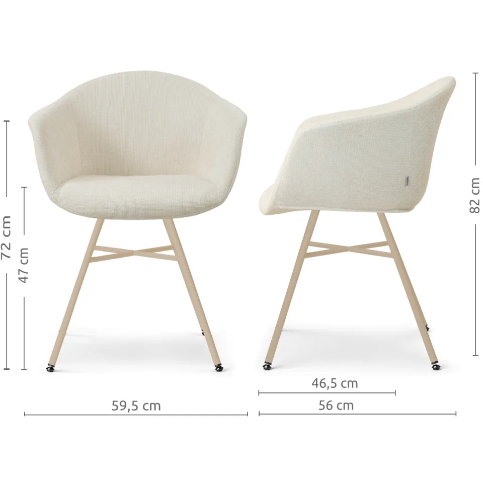 Nolon Noa-Otis eetkamerstoel cottonbeige - beige onderstel, foto 2