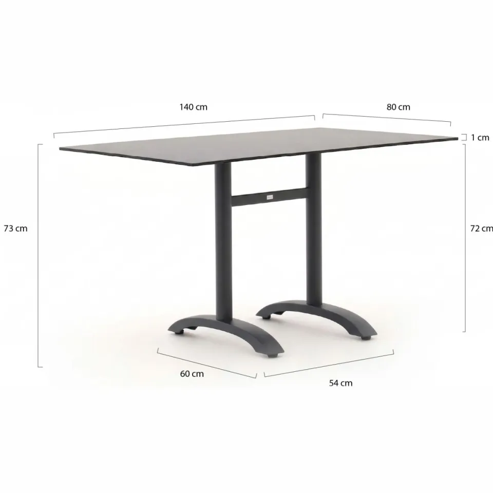 Bellagio tuinmeubelen Bellagio Lisio tuintafel 140x80x73cm grijs, foto 3
