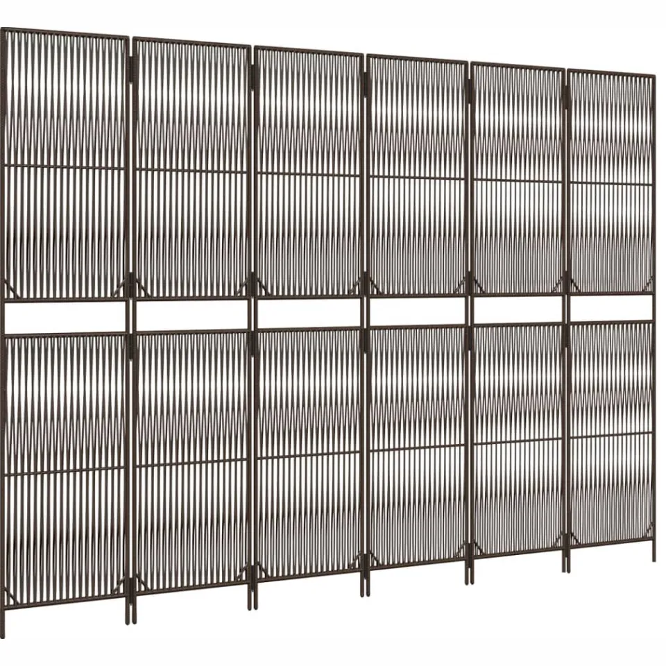 vidaXL Kamerscherm 6 panelen poly rattan bruin, foto 4