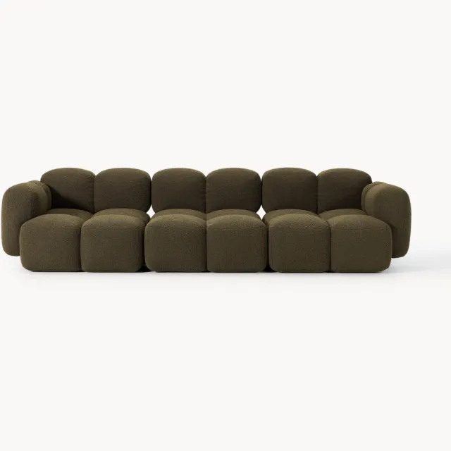 Westwing Collection Modulaire bouclé bank Tayla (4-zits) Groen