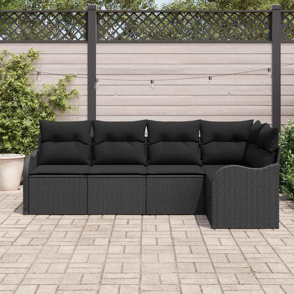 vidaXL Tuin Sofa Set 5 st Zwart poly rattan, foto 3