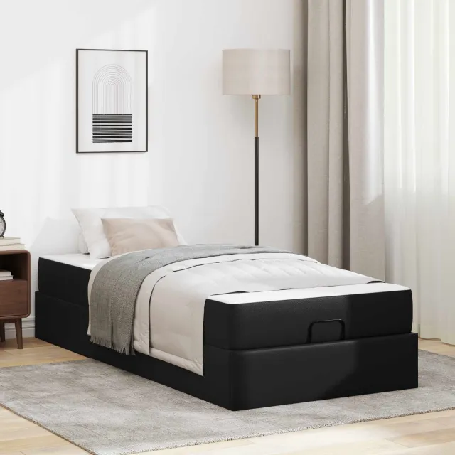 vidaXL Bedframe met matras Anders 2 st Zwart PVC