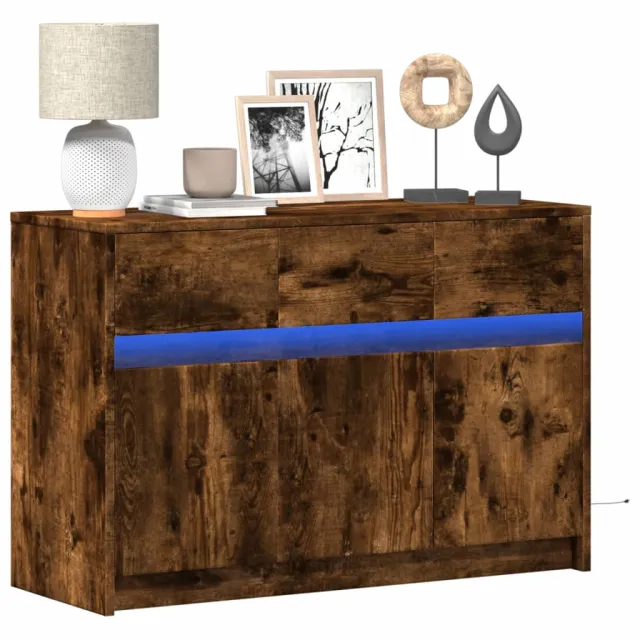 vidaXL Tv-meubel met LED 91x34x61 cm bewerkt hout gerookt eikenkleur Bruin