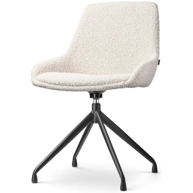 Nolon Nola-Isa draaibare eetkamerstoel bouclé beige - zwart onderstel