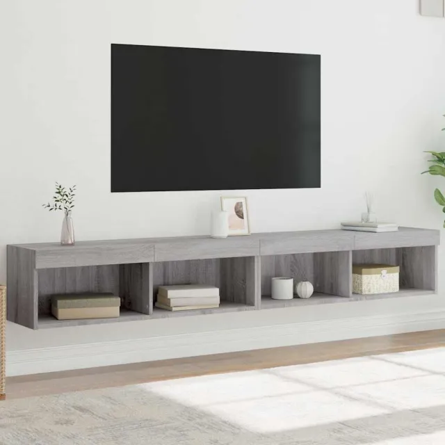 vidaXL Tv-meubels met LED-verlichting 2 st 100x30x30 cm grijs sonoma