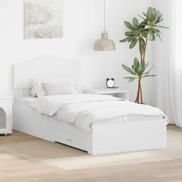 vidaXL Bedframe met lade met hoofdeinde Wit 90 x 190 cm Bewerkt hout