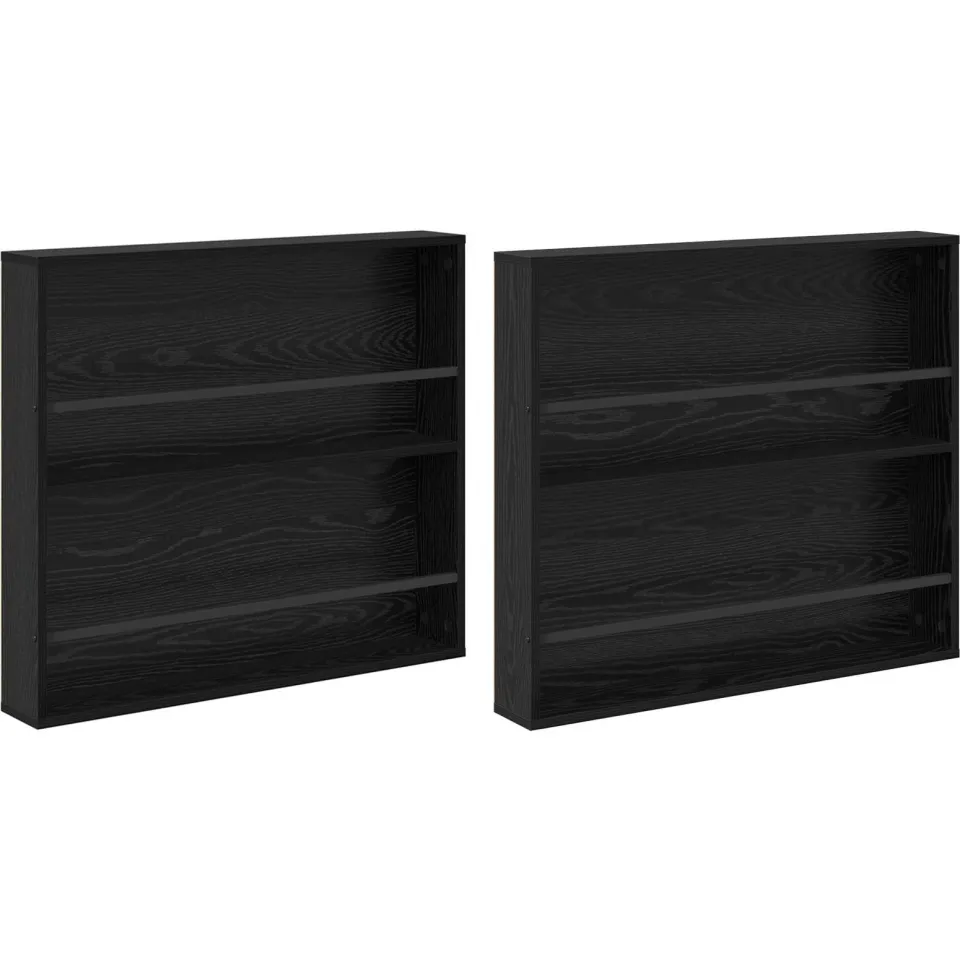 vidaXL Tijdschrift Rek 2 st Zwart Eiken 80 x 12 x 70 cm Bewerkt hout