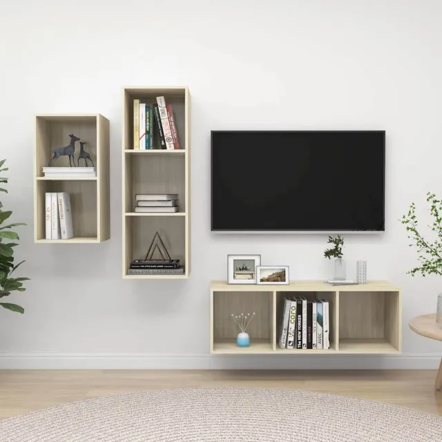 vidaXL 3-delige Tv-meubelset bewerkt hout sonoma eikenkleurig, foto 2