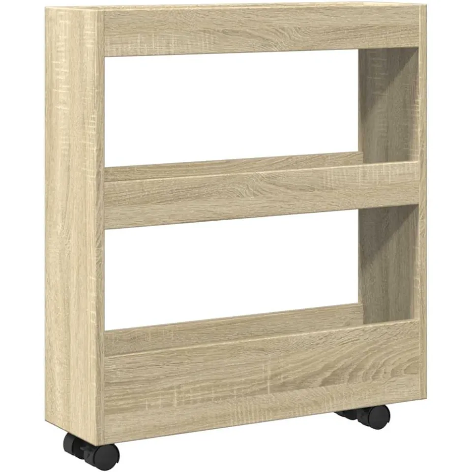 vidaXL Opbergtrolley smal 3-laags bewerkt hout sonoma eikenkleurig Bruin