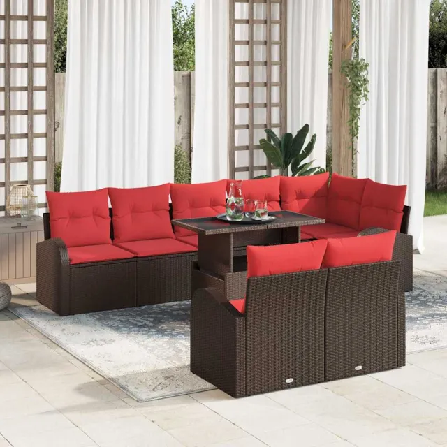 vidaXL Tuin Sofa Set 9 st Bruin Poly riet, foto 2