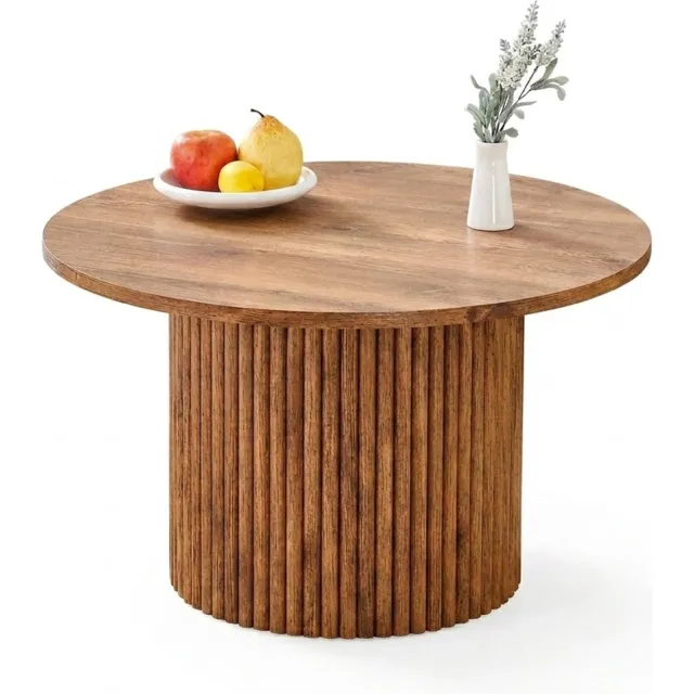 Archi Ronde salontafel 70 cm – Bijzettafel - Scandinavische design – MDF Tafel met walnoot houtlook voor woonkamer - tot 100 kg Bruin
