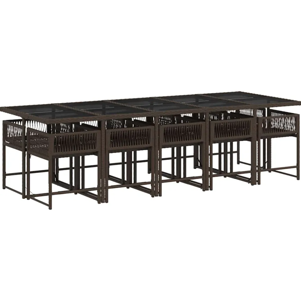 vidaXL 11-delige Tuinset met kussens poly rattan bruin, foto 4