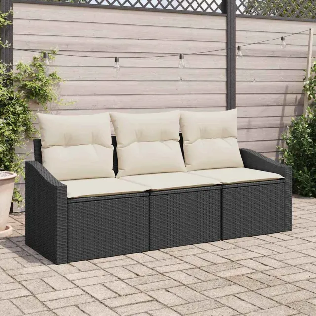 vidaXL Tuinbankenset 3 st Bruin en wit poly rattan, foto 2