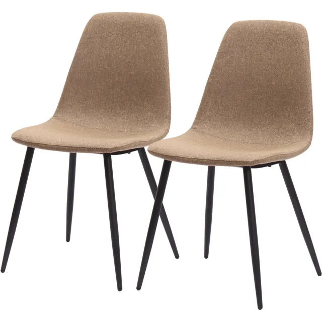 Clruro Eetkamerstoel Set van 2 - Minimalistisch - Vlekwerende Stof - Stof/Metaal - Donkerkhaki Bruin