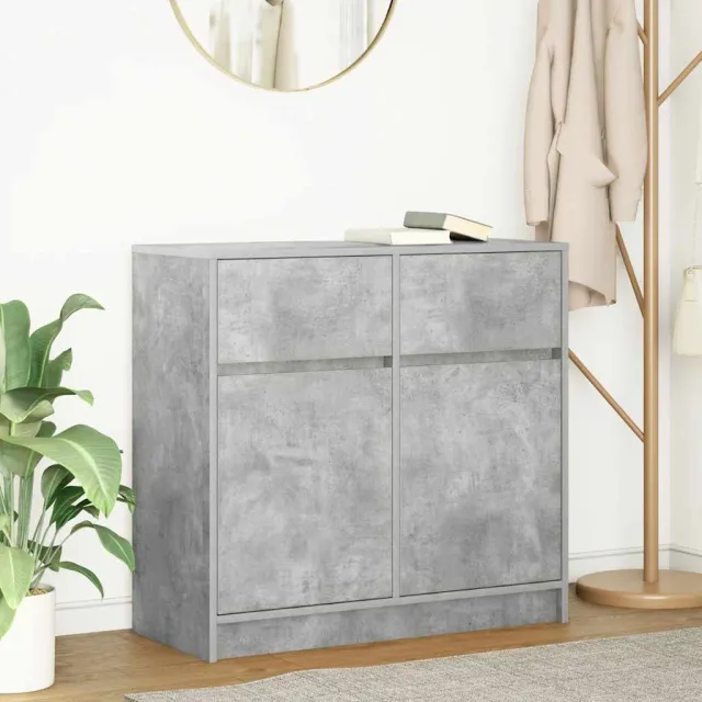 vidaXL Dressoir met lade 80x34x76 cm spaanplaat betongrijs grijs, foto 2