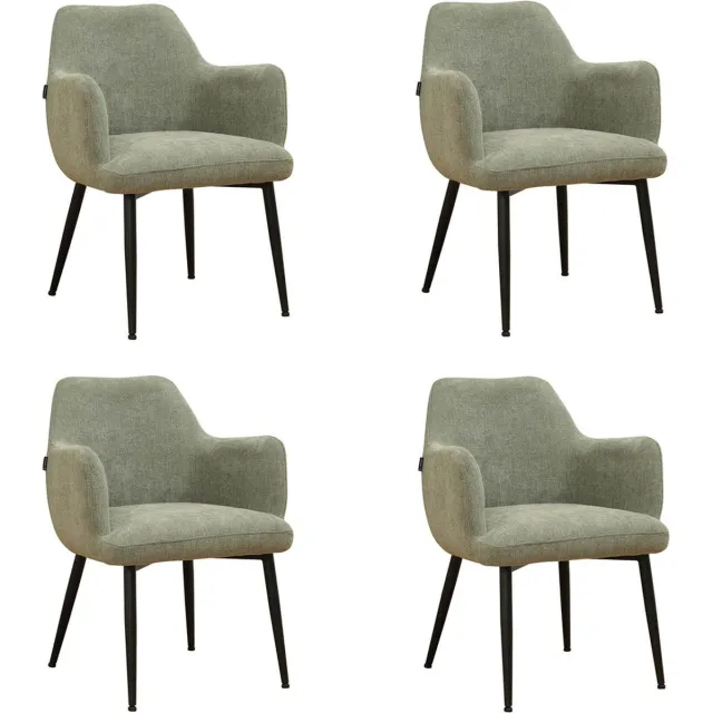 Bronx71 Scandinavische eetkamerstoel Lars groen gerecyclede stof - Eetkamerstoelen set van 4 - stoel Olive / groen