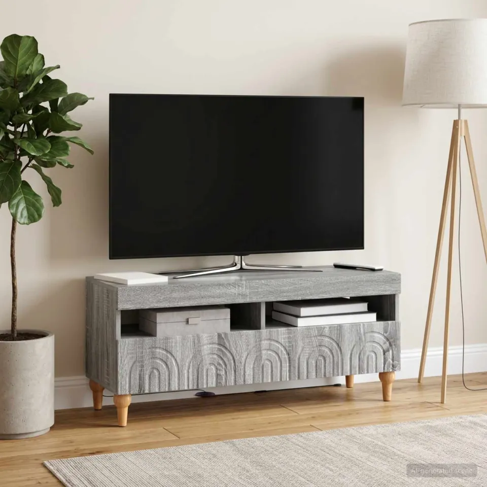 vidaXL LED tv-meubel ALKMAAR 100 x 35 x 43 cm Grijs Sonoma, foto 4