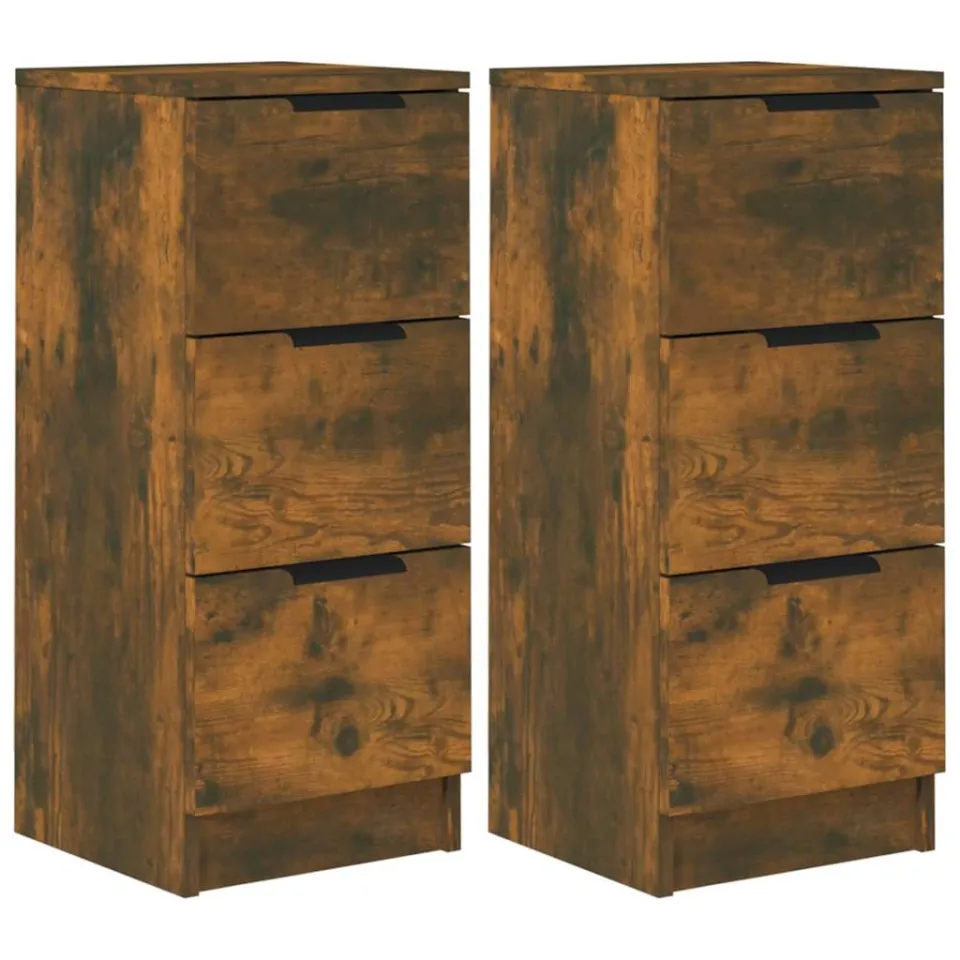 vidaXL Dressoirs 2 st 30x30x70 cm bewerkt hout gerookt eikenkleurig, foto 3