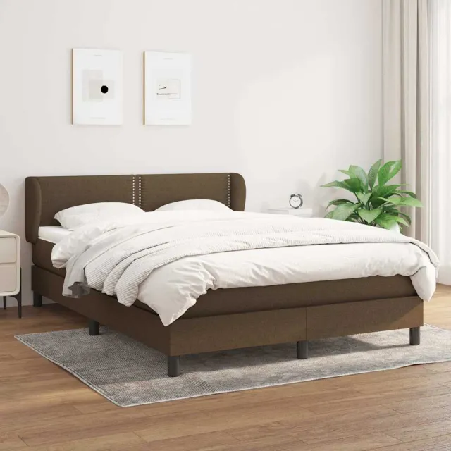 vidaXL Boxspring met matras stof donkerbruin 140x190 cm bruin