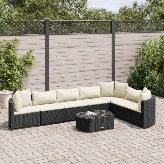 vidaXL 8-delige Loungeset met kussens poly rattan zwart, foto 2