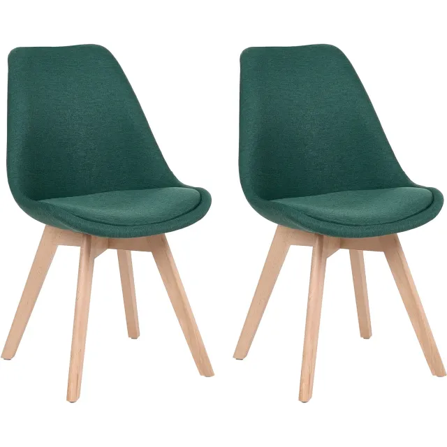 Beliani DAKOTA - Set van 2 eetkamerstoelen - Groen - Polyester