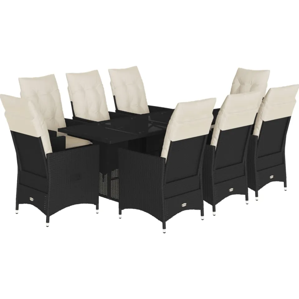 vidaXL 9-delige Tuinset poly rattan zwart, foto 3