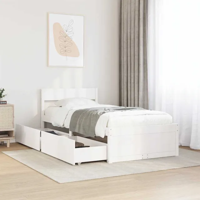 vidaXL Bedframe zonder matras massief grenenhout wit 75x190 cm