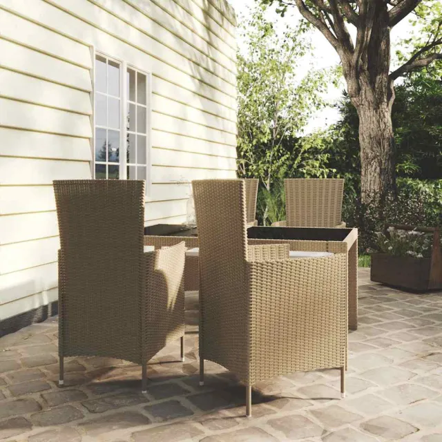 vidaXL 5-delige Tuinset met kussens poly rattan beige, foto 2