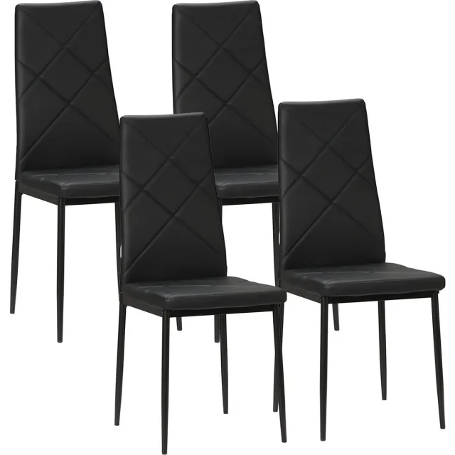 Homcom Eetkamerstoelen - Stoel - Stoelen - Stoelen Eetkamerstoelen - Stoelen Set Van 4 - Stoelen Set Van 4 Eetkamer Zwart