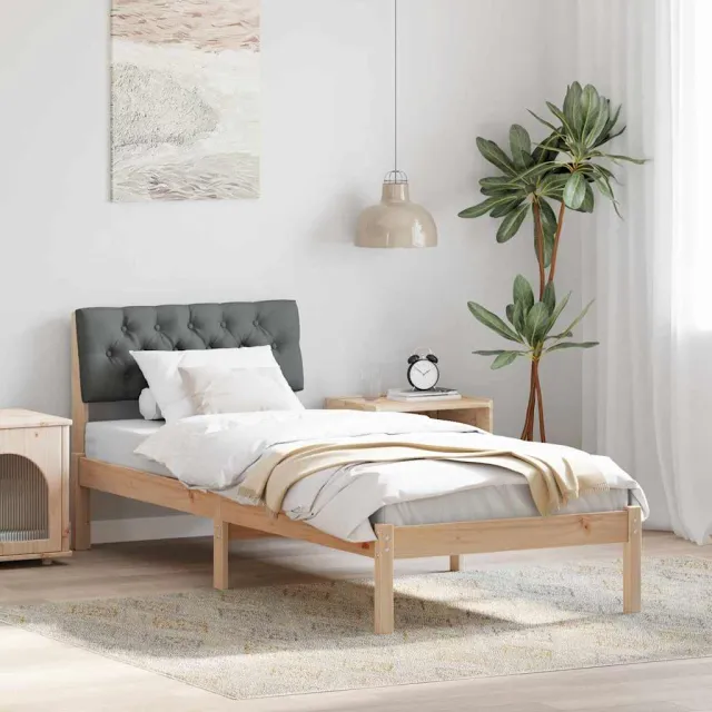 vidaXL Bedframe Bruin en donkergrijs 75 x 190 cm Massief grenenhout