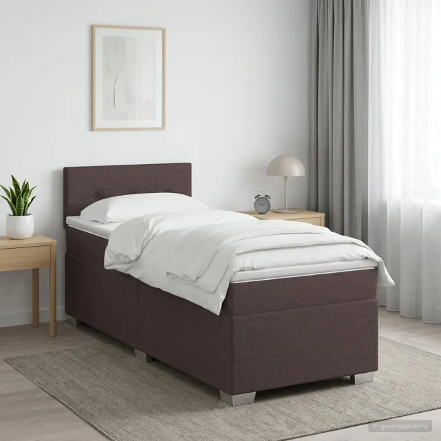 vidaXL Boxspringbed met matras Donkerbruin 90 x 200 cm Stof