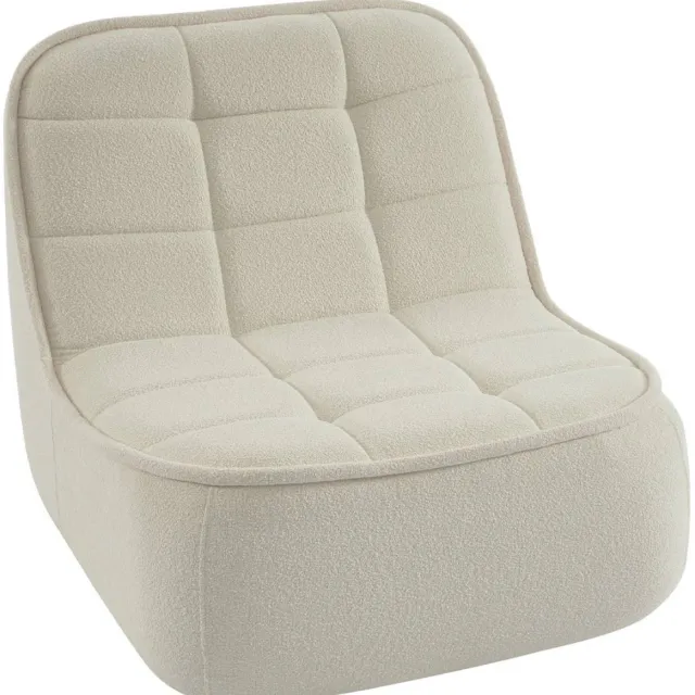 sweeek Fauteuil bouclé stof 1 zitplaats, verschillende kleuren l 93 x b 104 x h 85cm - boni Gebroken wit
