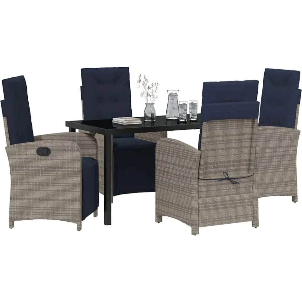 vidaXL Tuin eettafelset 5 st Grijs poly rattan