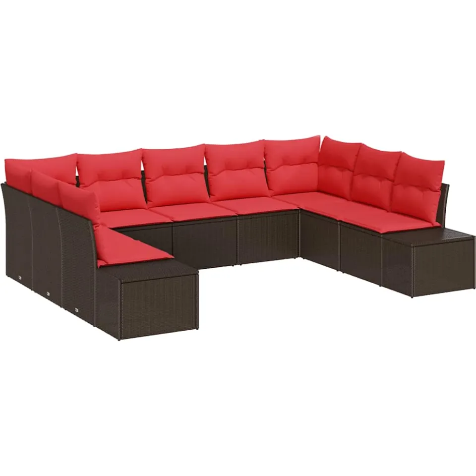 vidaXL Tuin Sofa Set 9 st Bruin poly rattan, foto 4