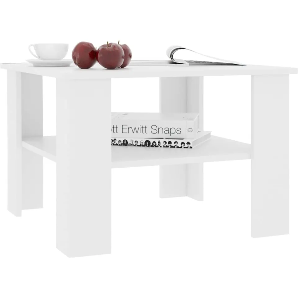 vidaXL Salontafel 60x60x42 cm bewerkt hout wit, foto 4