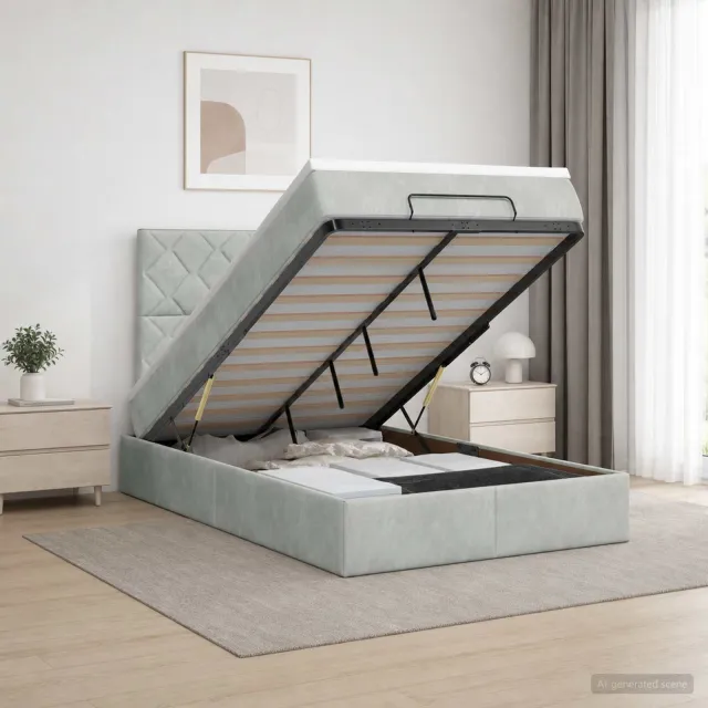 vidaXL Ottoman bed met matras Lichtgrijs 120 x 190 cm Fluweel