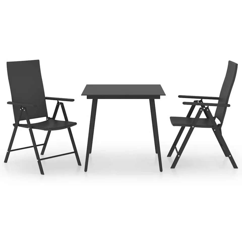 vidaXL 3-delige Tuinset zwart