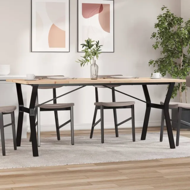 vidaXL Eettafel Y-frame 180x90x75,5 cm massief grenenhout en staal Bruin
